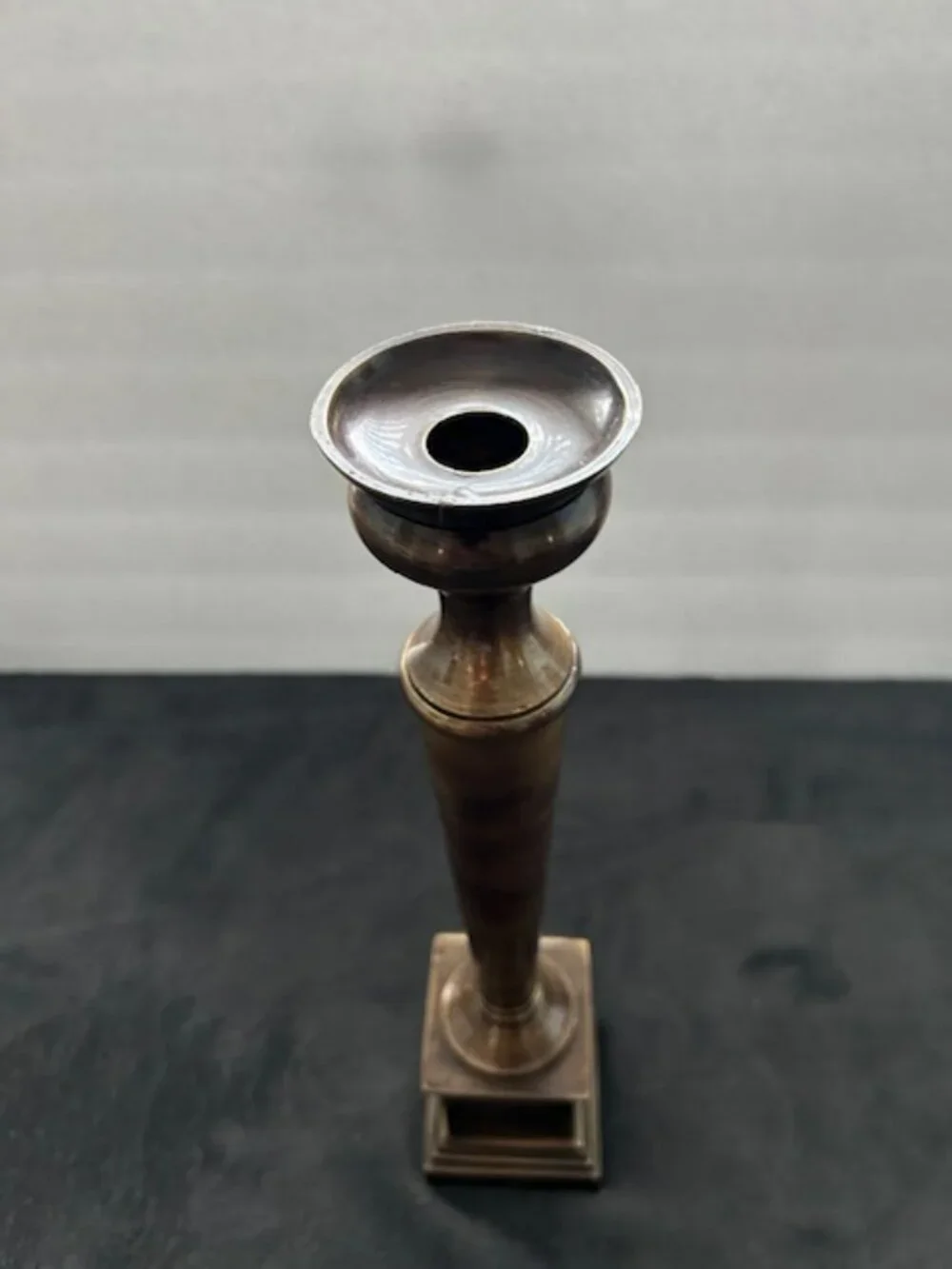 Vintage Brass Candlestick Candle Holder on Square Base, 14-3/4